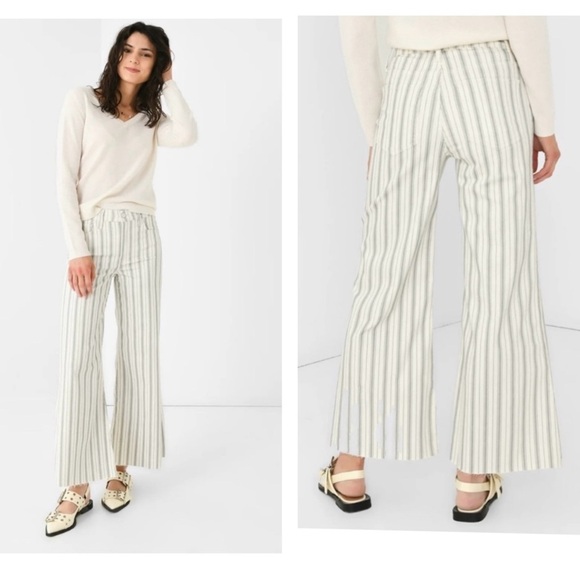 NWOT FRAME Le palazzo crop pant striped raw hem wide leg
